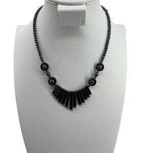 Handcrafted Hematite Beaded Necklace With Barrel Clasp 18"